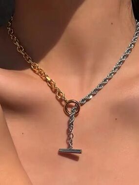 Gold & Silver Toggle Chain Necklace - Women Jewelry